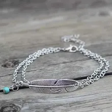 Anslow Cheap Price Feather Leave Ankle Bracelet Barefoot Sandals Anklets For Women Beach Foot Jewelry Leg Chain Accessories D013
