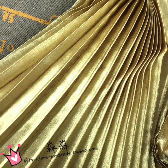 1 шт. ткань для одежды электро-оптическая Шампань золото плиссированные измельченные зерна шелк атлас Ткань непроницаемая юбка