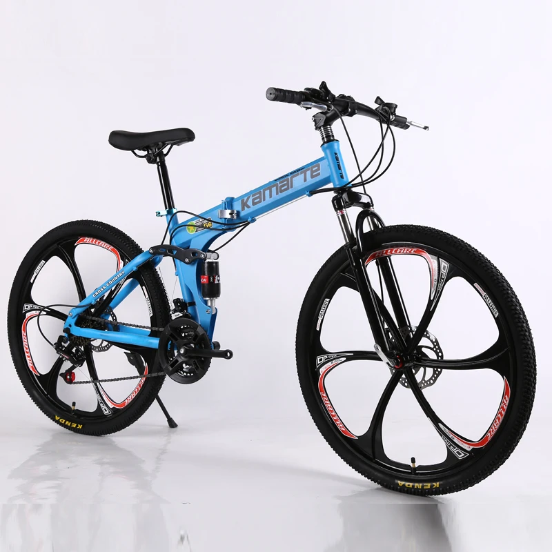 Flash Deal 26inch folding mountain bike 6 knife wheel and 3 knife wheel mountain bike 21 speed double disc brakes bicycle 29