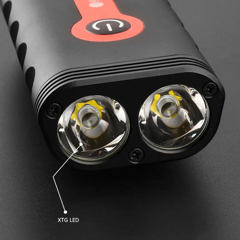 Best Built-in 4400mAh 18650 Battery USB Rechargeable Bike Front Lamp 2* XTG LED Front Handlebar Bike Light 4