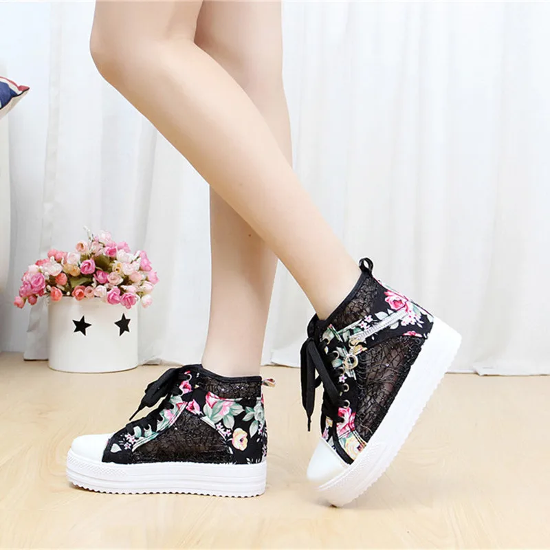 

Women shoes 2019 fashion summer casual ladies shoes hollow lace canvas breathable platform flat shoes woman sneakers zapatillas