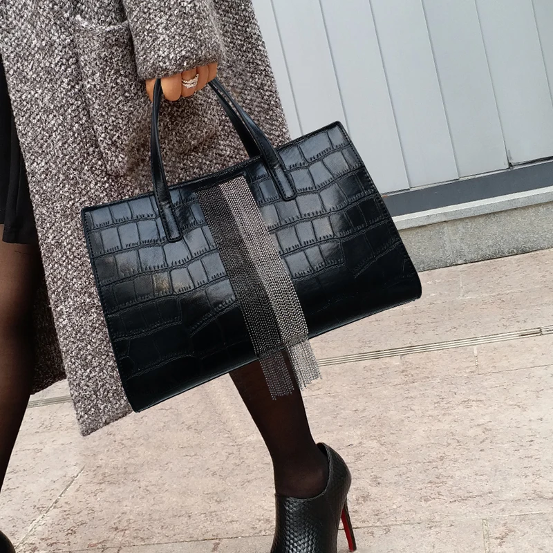 

Women PU Leather Chain Shoulder Bag Fashion Formal Women's Vintage Handbag Big Bags Lady Totes Luxury brand Handbags bolsas