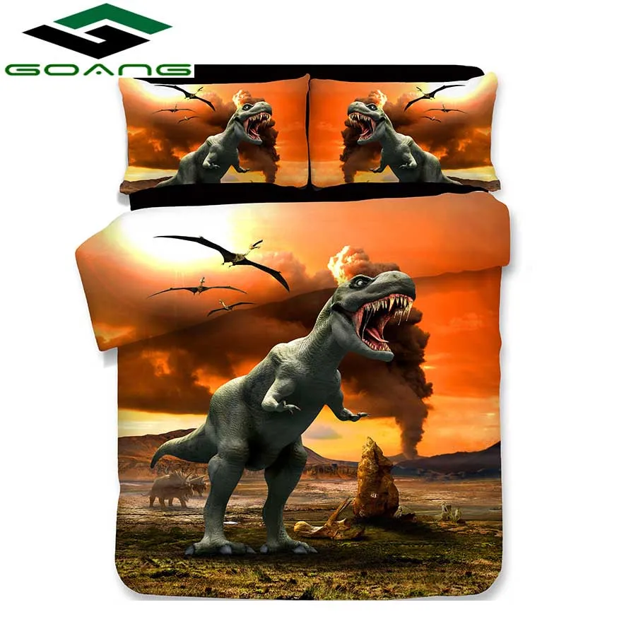 

GOANG bedding set duvet cover bed sheet pillow case 3d digital printing dinosaur bedding 100% microfiber factory wholesale