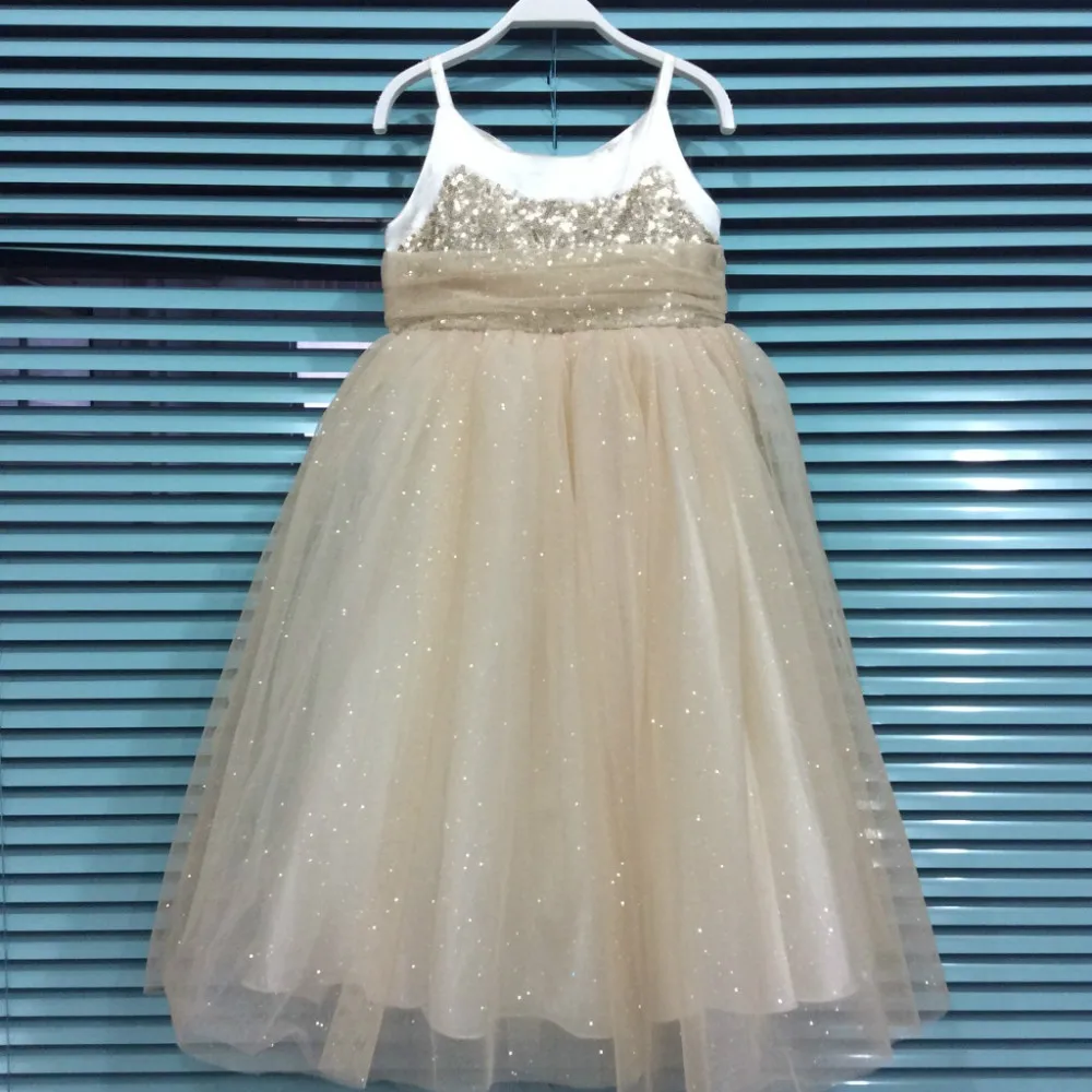 Элегантное свадебное платье для девочек новые летние модные газовые платья принцессы без рукавов с блестками детская одежда, 5 шт./партия
