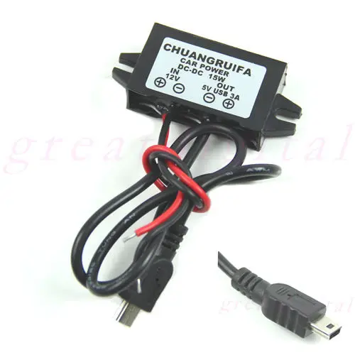 

New DC 12V to 5V 3A 15W Waterproof DC Converter Mini USB Car Power Adapter
