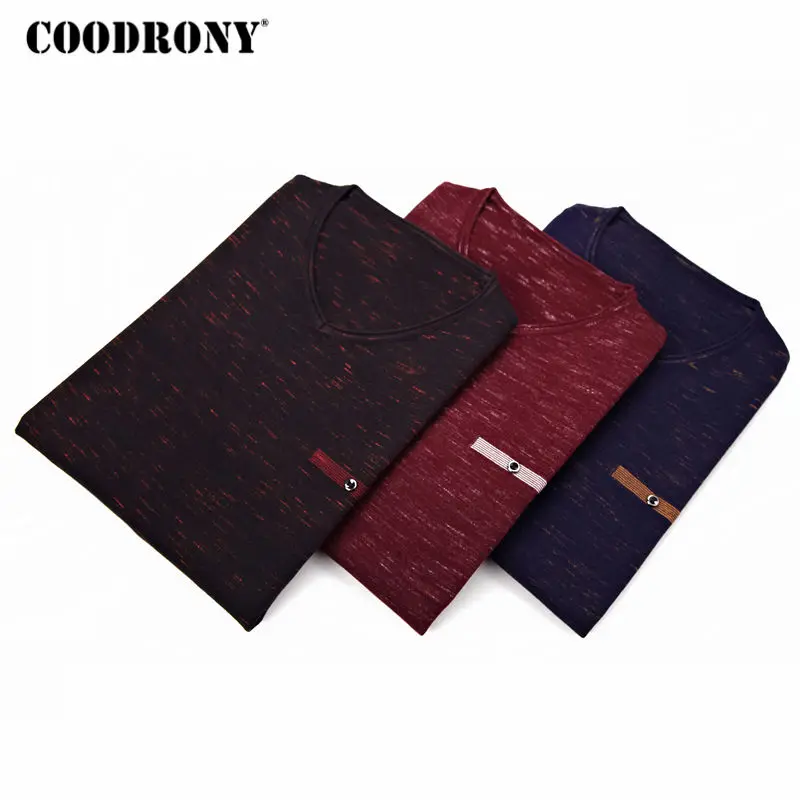 

COODRONY Sweater Men Clothes 2018 New Autumn Thin Pull Homme Cotton Pullover Sweaters Men Casual V-Neck Shirt Jersey Hombre 8124