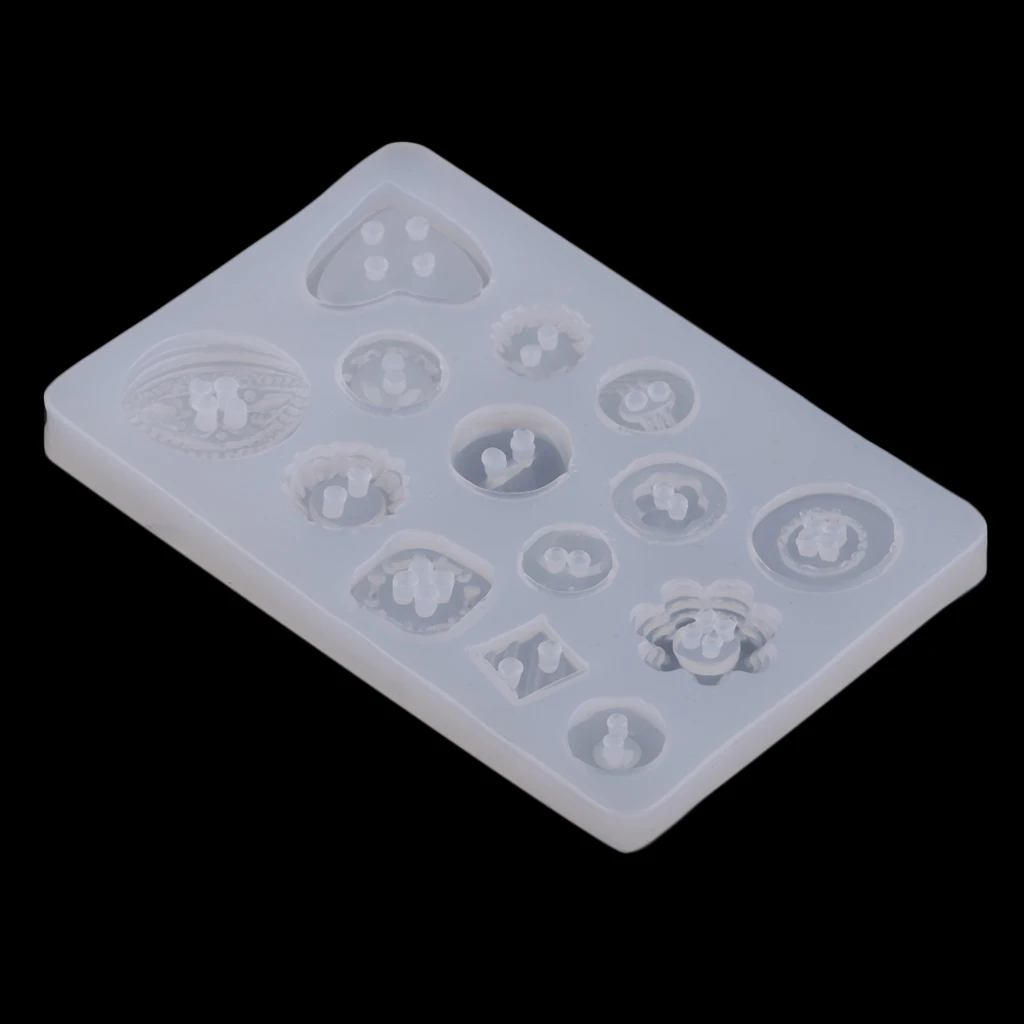 Assorted Buttons Jewelry Silicone Mold with 2/4 Holes for Polymer Clay, Crafting, Resin Epoxy, Pendant Earrings Making