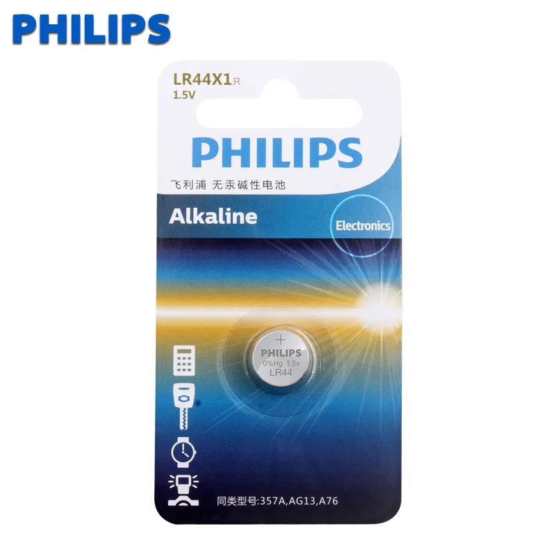 Philips 20 шт. AG13 LR44 LR1154 SR44 A76 357A 303 357 батарейный блок 1 55 в кнопочные Аккумуляторы для