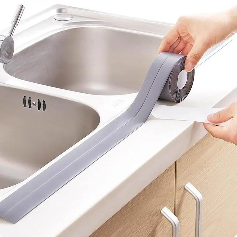 

3.8*320cm Self Adhesive Kitchen Ceramic Sticker Waterproof Anti-moisture PVC Sticker Bathroom Wall Corner Line Sink Stickers