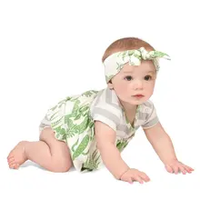 Г. летняя одежда для маленьких девочек детское платье принцессы с принтом кактуса хлопковый комбинезон, повязка на голову, комплект одежды для маленьких девочек, новорожденных