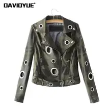 Зимняя камуфляжная куртка из искусственной кожи с ушками, Женская куртка в стиле панк с металлическими кольцами и заклепками, мотоциклетная куртка, уличная Черная Женская байкерская куртка