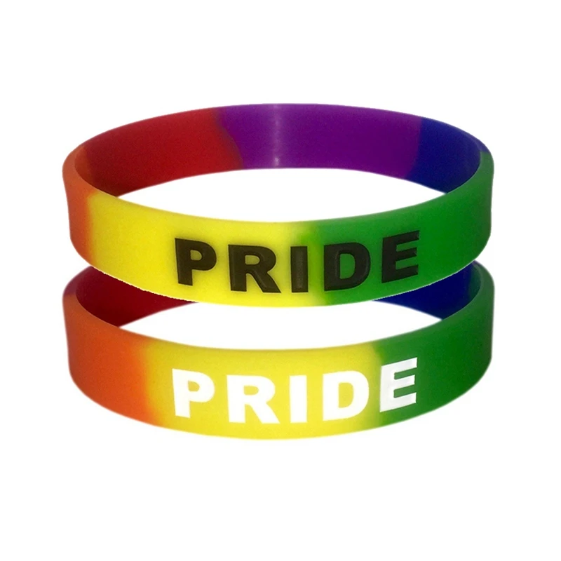

Fashion Silicone Rainbow Pride Bracelet Rubber Lesbian Gay LGBTQ Rainbow Pride Awareness Bracelet Wristband Jewelry