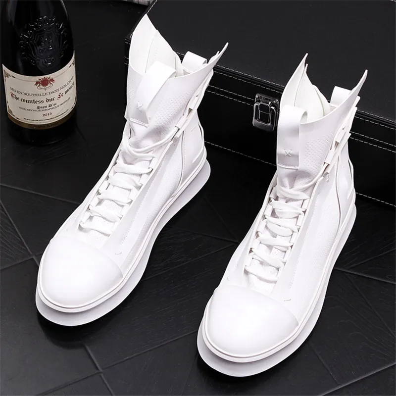 

2020 Spring Men High Top Shoes Soft Leather Fashion Sneakers Breathable Summer Boots 5#20/10D50