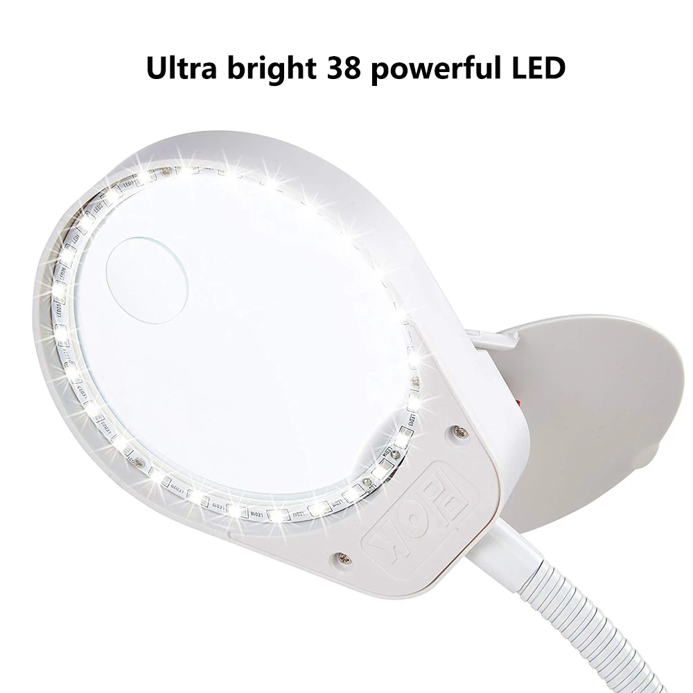 PDOK USB enchufe Lente de Cristal lámpara de escritorio aumento 8X 15X con soporte de 38 LEDs