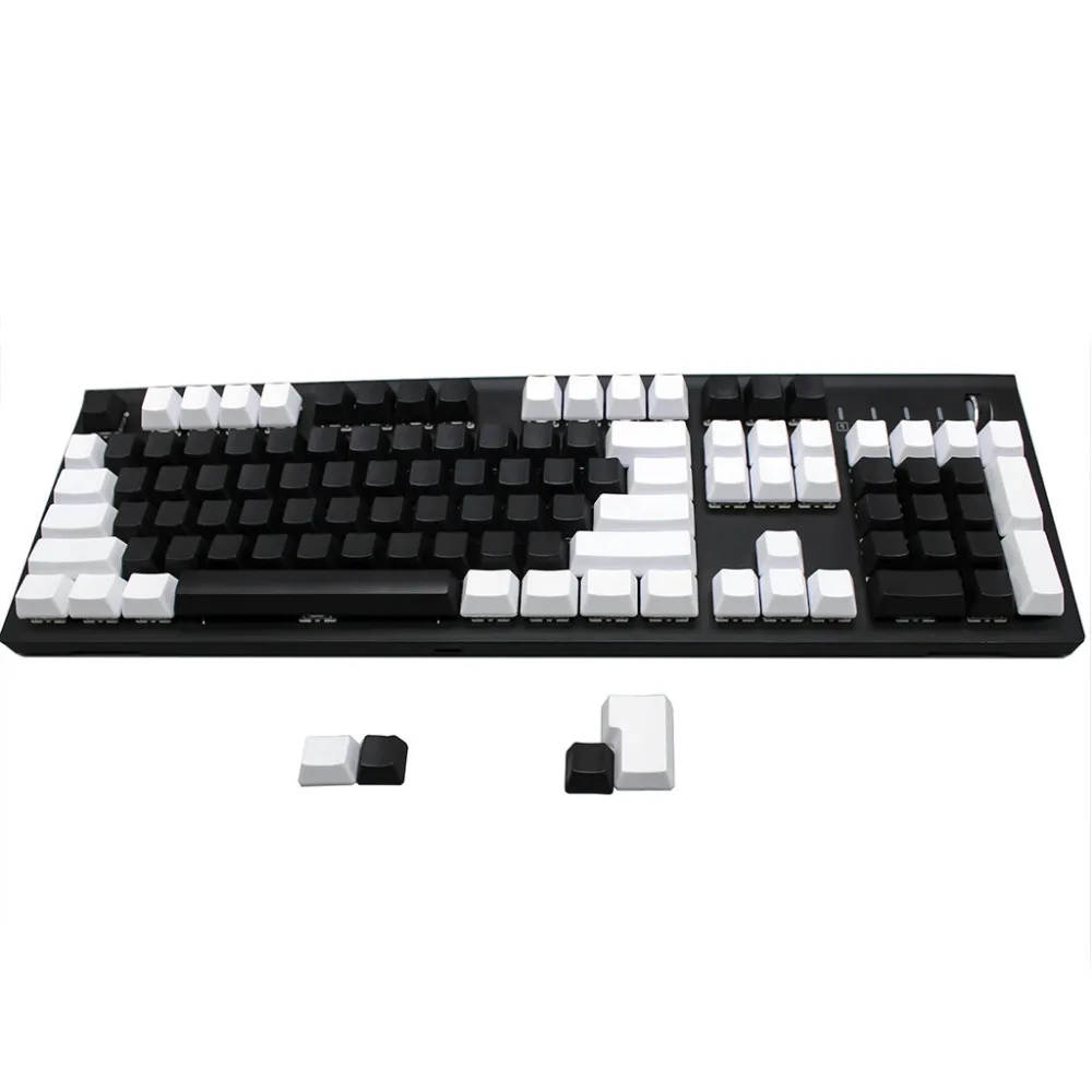 

YMDK 104 Blank ANSI ISO White Black Mixed PBT OEM Profile Keycap For 104 TKL 60% MX Switches Mechanical Gaming Keyboard