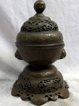 

8" China brass workmanship decorative pattern phoenix incense burner censer ST