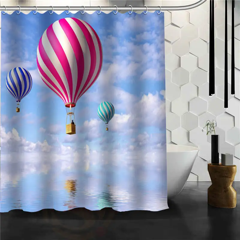 Custom The balloon Printed Bathroom Waterproof Polyester fabric Shower