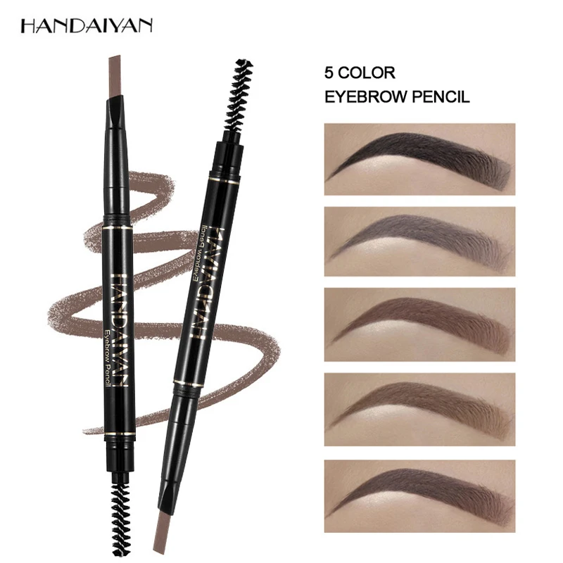 

HANDAIYAN Makeup Eyebrow Pencils Eye Brow Enhancers Double-end Automatic Waterproof Black Brown Eyebrow Pen with Brush