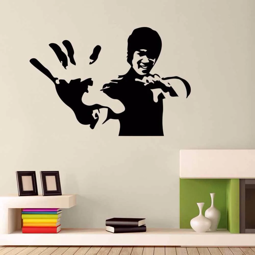 ZOOYOO Decor Bruce Lee Wall Stickers Vinyl Movie Star Wall Decals DIY
