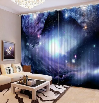 

night view curtains dark blue curtains 3d Curtains Blackout for Living Room Kids Bedroom Fabric