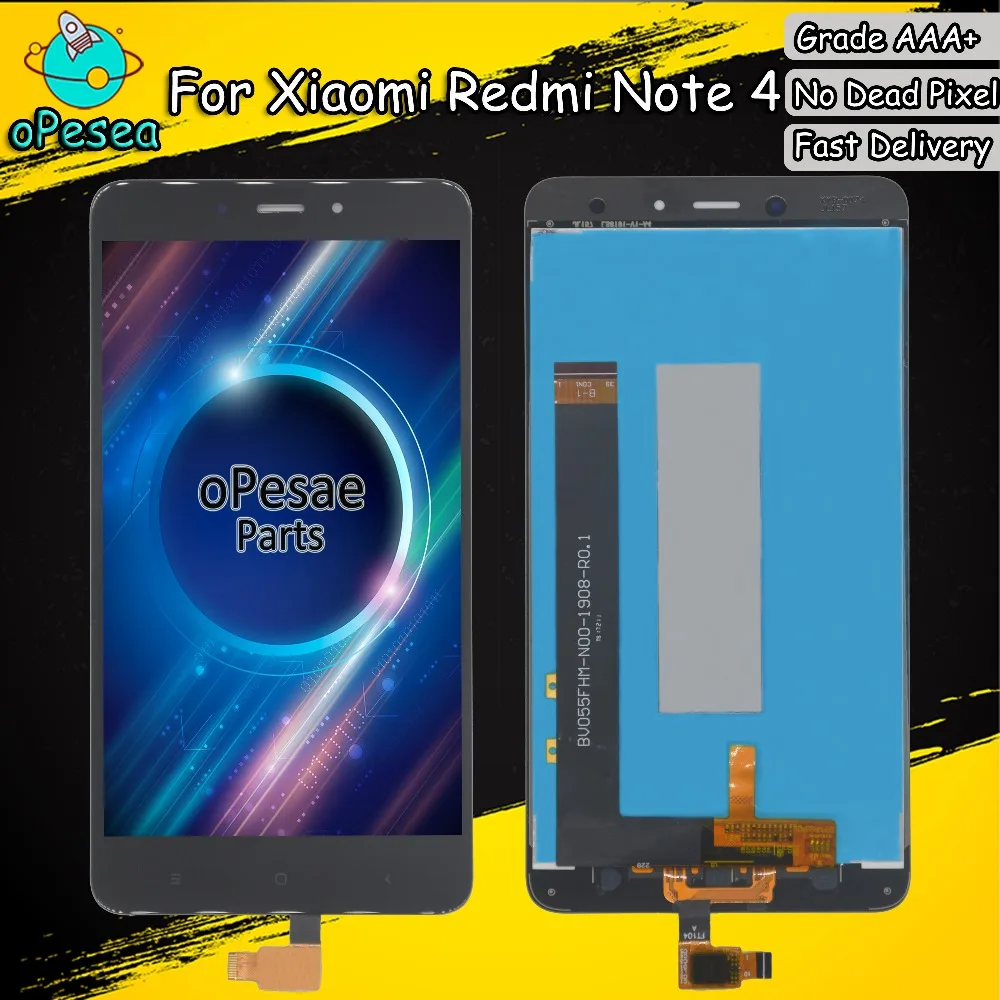 

oPesea 5.5'' For XIAOMI Redmi Note 4 LCD Display Panel Touch Screen Digitizer Glass Assembly With Frame MTK MediaTek Helio X20