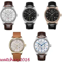 42mm Parnis Black Dial Power Reserve Moon Phase Mechanical Leather Band Waterproof Miyota 9100 Automatic Movement men's Watch 42mm Parnis Black Dial Power Reserve Moon Phase Mechanical Leather Band Waterproof Miyota 9100 Automatic Movement men's Watch