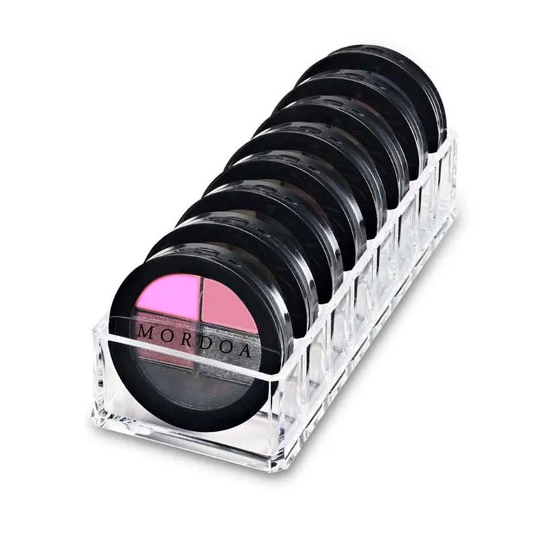 

Acrylic Clear and Black Small 8-Compartments Compact Powder Organizer Makeup Organizer Hot Beauty Care Storgae Holder