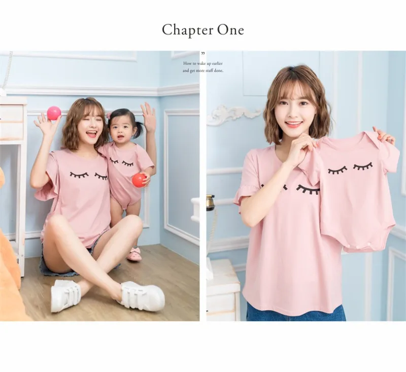 Smile Printed Pragnant Tops Mother Breastfeeding Tops Butterfly Sleeve Mother T-shirt &Baby Short Rompers Short Wholesale04