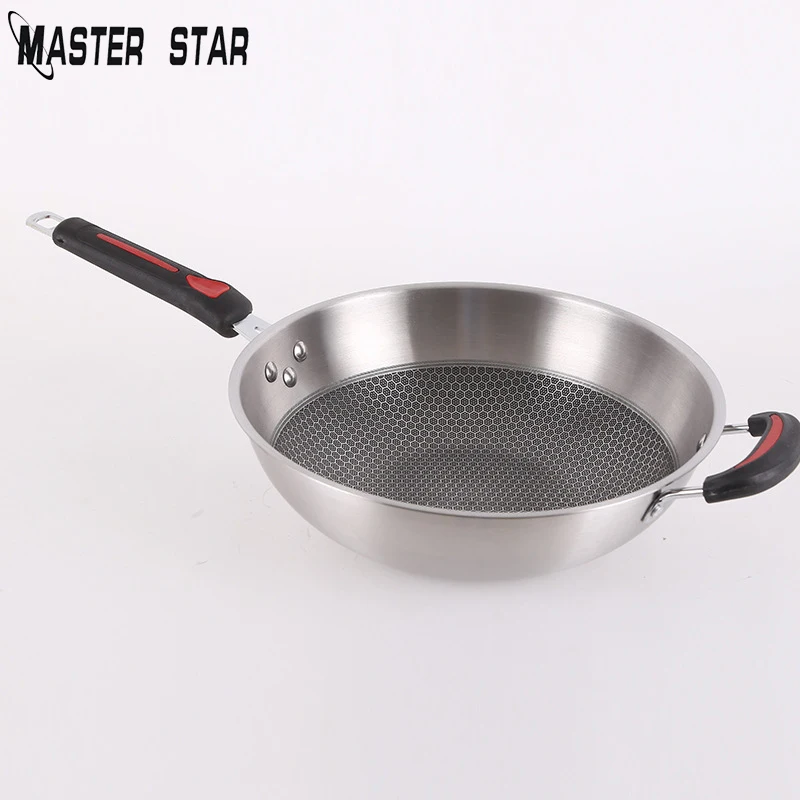 

Master Star 32CM Stainless Steel Non-stick Woks Use For Gas And Induction Cooker High Quality Kitchen Cookware