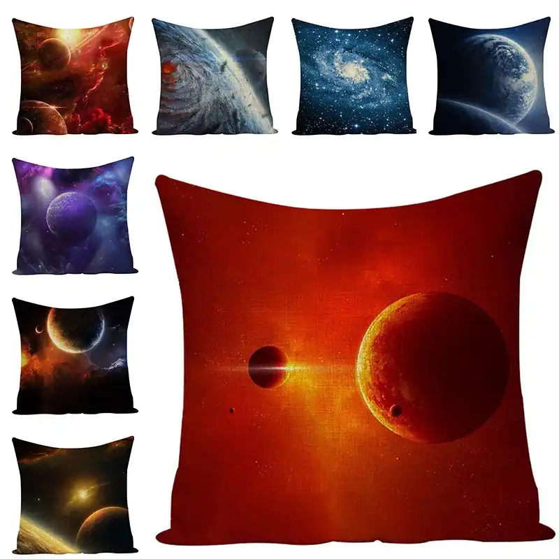 Universe Space Cushion Cover Cotton Linen Pillowcases Chair Cushions Sofa Decorative Cushions Seat Accessories Planet Home Decor Cushion Cover Aliexpress
