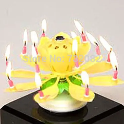 Spinning lotus Musical Birthday Candle Flower lotus Sparkler Cake
