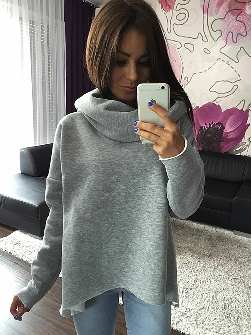 

2018 Christmas Clothes New Arrival Women Winter Hoodies Scarf Collar Long Sleeve Fashion Casual Style Autumn Sweatshirts