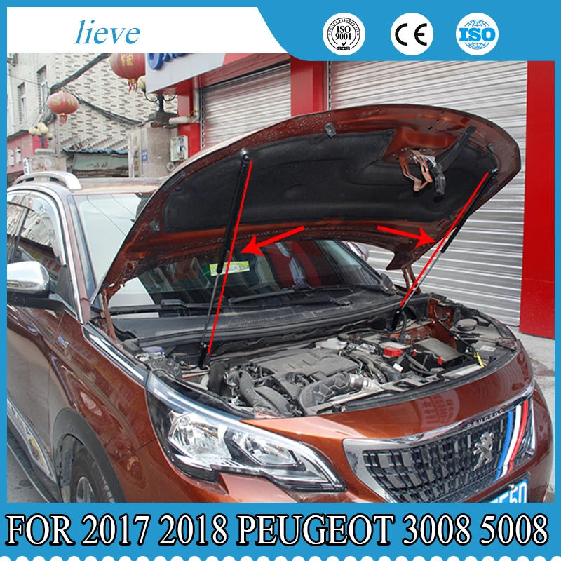  For 2017 2018 Peugeot 3008 5008ar Front Hood Engine Cover Hydraulic Rod Strut Spring Shock Bars Bra