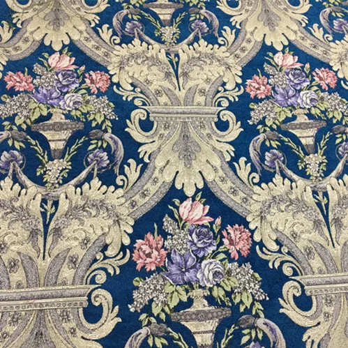 Роскошный Королевский синий цветок толстый полиэстер вискоза синель цветочный занавес тканый диван обивка ткани винтажная ткань 280 см Ширина - Цвет: Royal Blue Floral