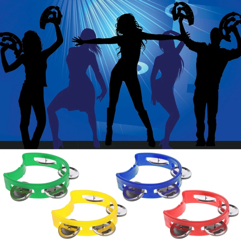 

Percussion Half Moon Jingles Handheld Musical Tambourine Drum Party Gift Toy