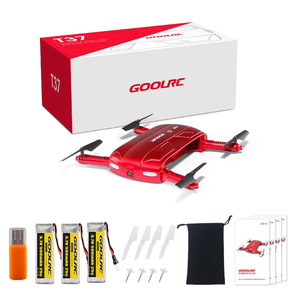GoolRC T37 Wifi FPV Дрон HD камера g-сенсор высота удерживайте складной мини селфи RC Дрон Квадрокоптер с двумя дополнительными батареями
