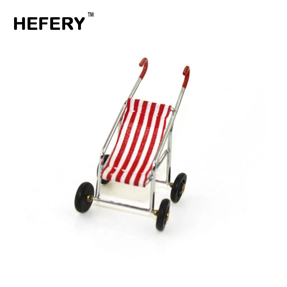 

1/12 Dollhouse Miniature Accessories Mini Metal Baby Carriage Simulation Pushcart Model Toys for Doll House Decoration