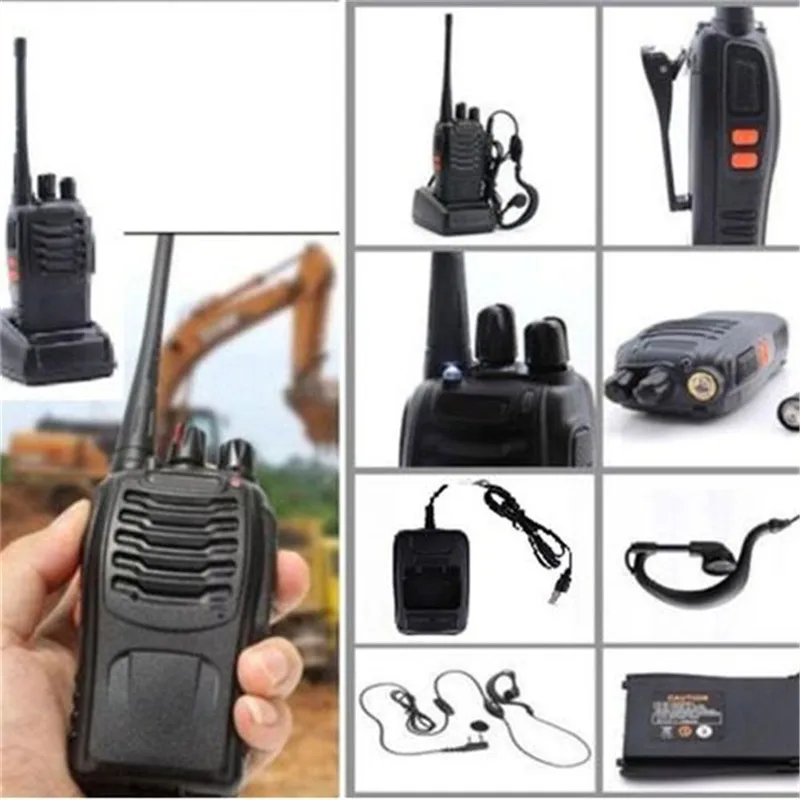 

UHF 400-470MHZ Long Range Walkie Talkie Portable 2Way Radio USB Charger+Earpiece Audio Intercom For Construction supervisor