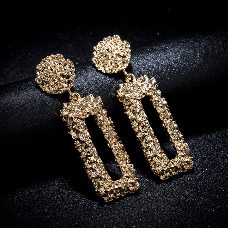 

KMVEXO Fashion Geometric Drop Earrings For Women 2019 Punk Dangle Jewelry Maxi Boho Rectangle Metal Earring Hanging Jewelry Gift