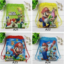 12 шт., новая школьная сумка с изображением Марио на шнурке для мальчиков и девочек, детские школьные рюкзаки с принтом, подарки на день рождения