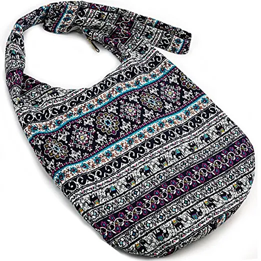 women Hippie Crossbody Bag Thai Top Zip Hobo Sling Bag Handmade Hipster Messenger Bag (6)