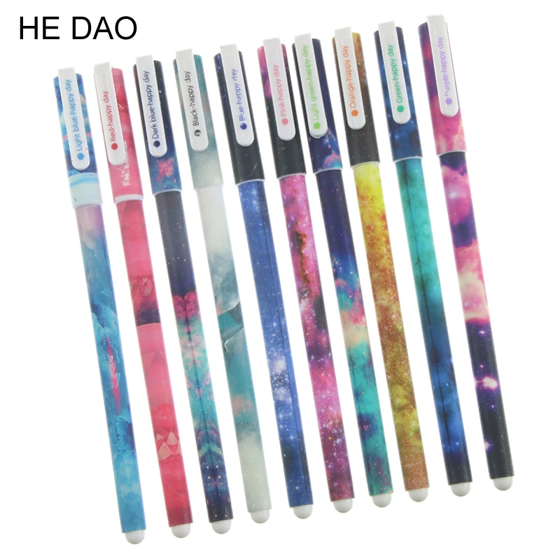 

10 Pcs Creative Star Night Color Gel Pen Starry Pattern Roller Ball Pens Stationery Caneta Escolar Office School Supplies