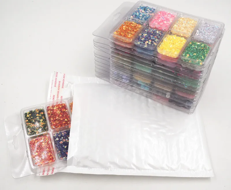 Большой выбор, 8 цветов в наборе, свободная коробка с блестками, упаковка, блестка для шитья одежды, бумажные карты, скрапбук Diy дизайн