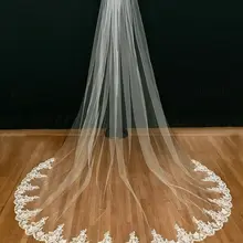Белая свадебная вуаль цвета слоновой кости 3 м с расческой кружевная Мантилья Фата до пола Veu De Noiva