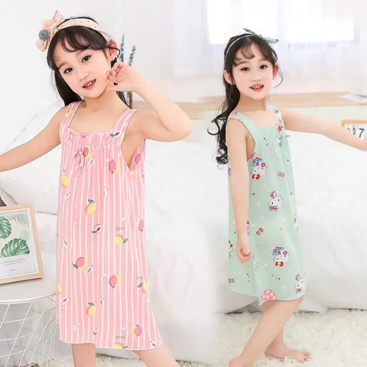 

2019 summer new children's nightdress round neck short sleeve princess print sweet lotus leaf children's home service girl sleep