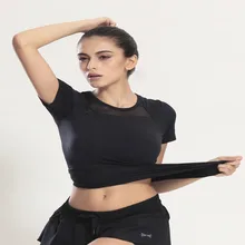 women mesh back hollow t-shirt Sports fitness jogging slim T-shirt running short sleeve shirts quick-drying yoga Tee tops