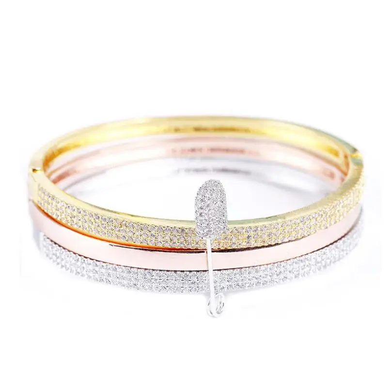 Высококлассный микро-инкрустированный браслет женский трехцветный ...