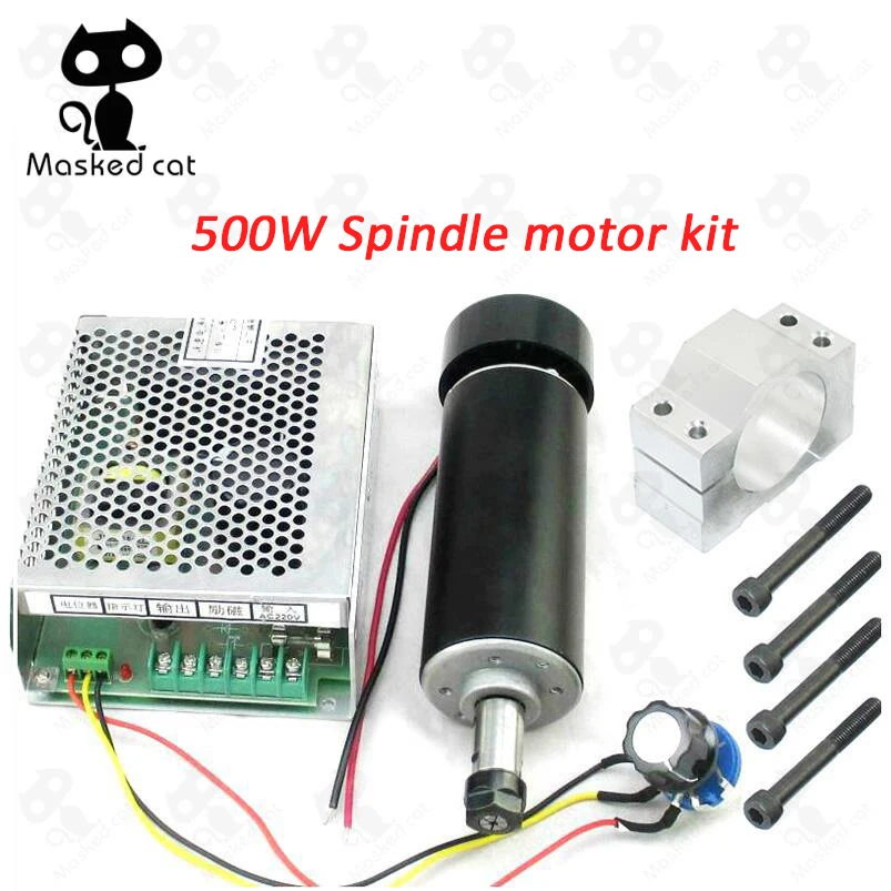 

Free shipping 0.5kw Air cooled spindle motor ER11 chuck 500W Spindle dc Motor&52mm clamps&Power Supply speed governor For CNC