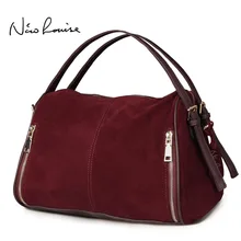 Nico Louise Women Real Split Suede Leather Boston Bag,Original Design Lady Shoulder Traveling Doctor Handbag Top-handle Bags Sac