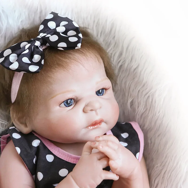 57 см NPK Bebe Reborn Baby Doll цельные Силиконовые Куклы Мягкие имитирующие реальную девочку с черным пятном можно мыть игрушки для детей